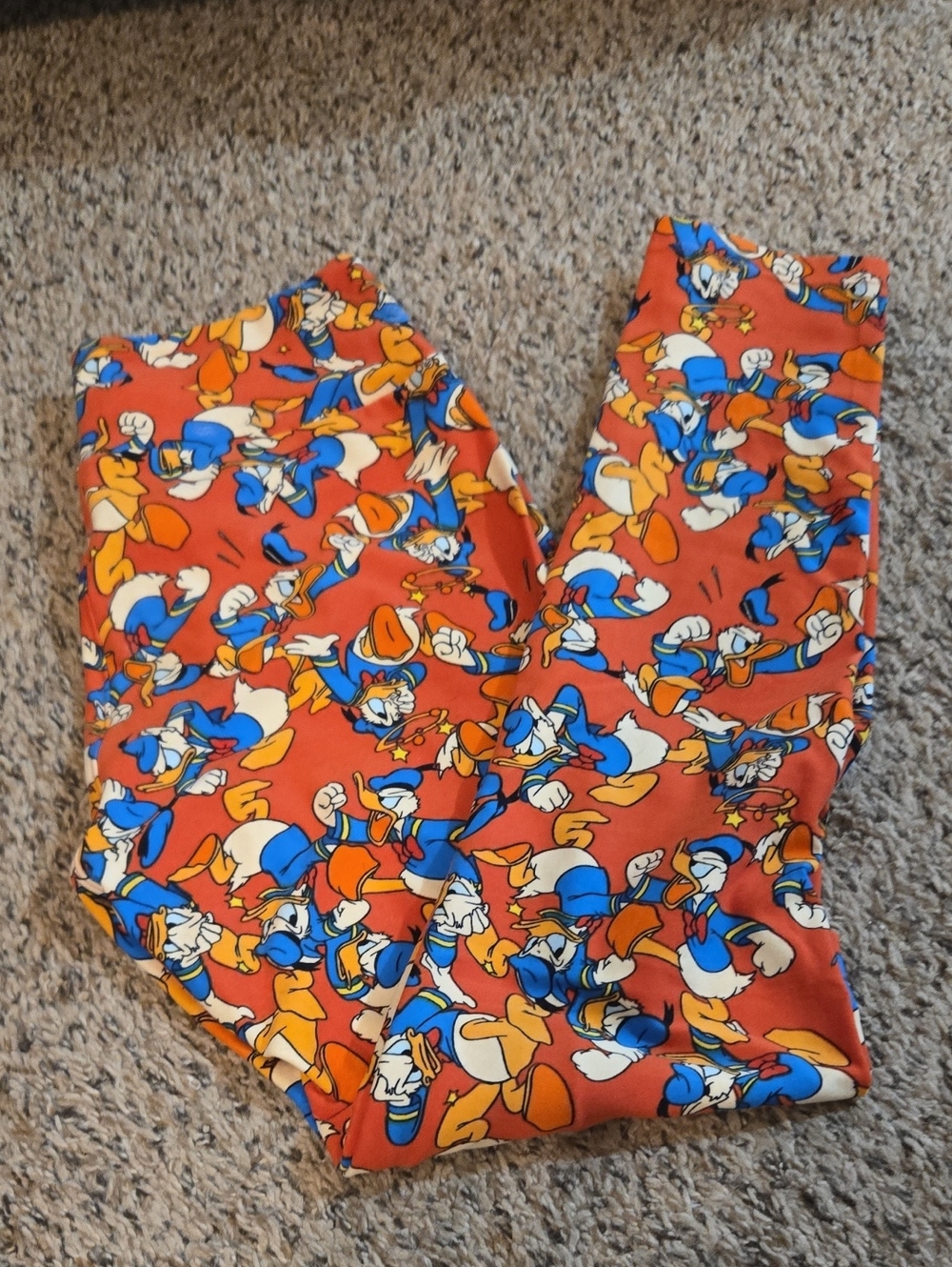 Red Donald Duck Print Leggings